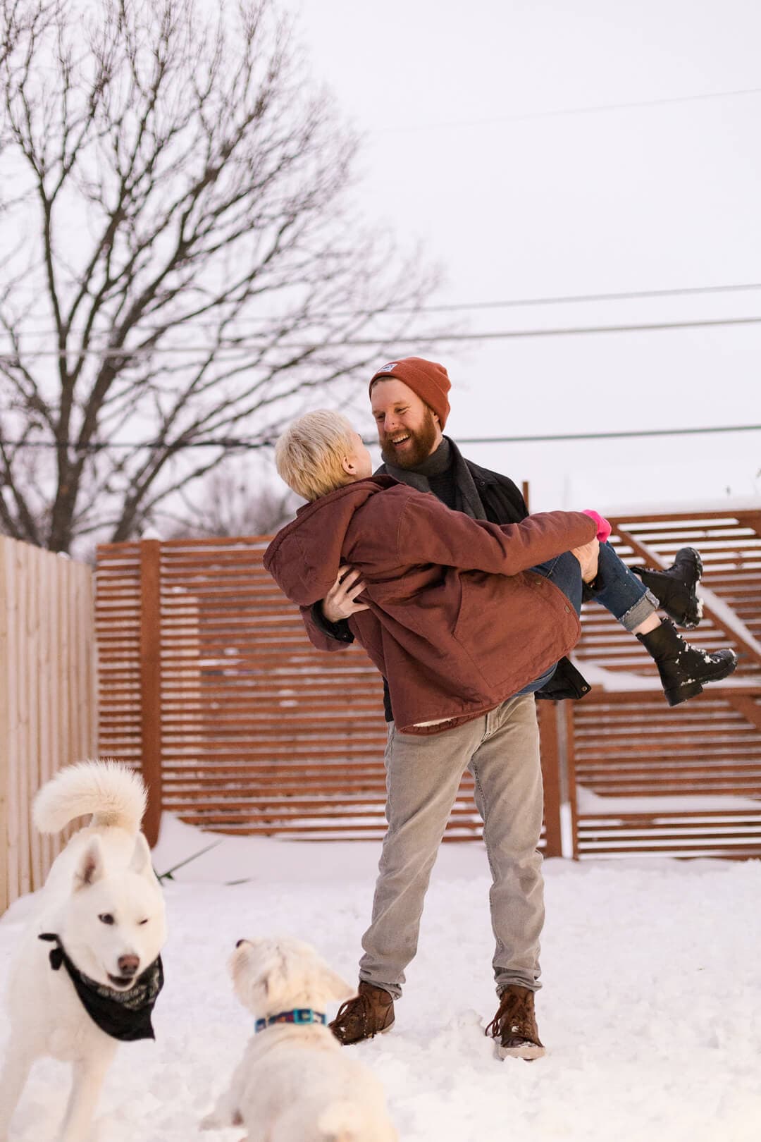 Jordan Lambrecht and Bergen Johnston in the snow