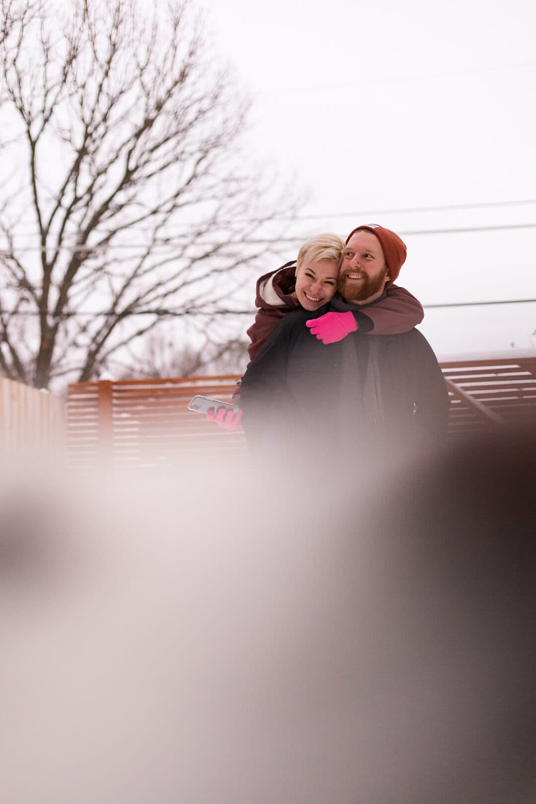 Jordan Lambrecht and Bergen Johnston in the snow