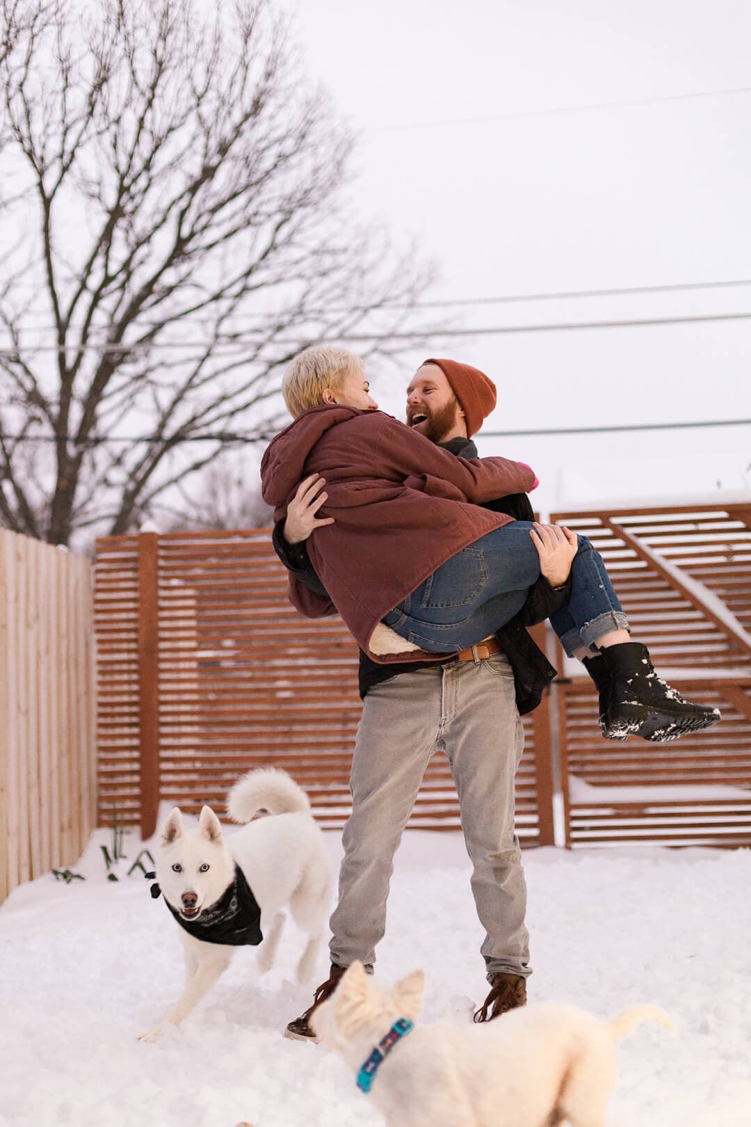 Jordan Lambrecht and Bergen Johnston in the snow